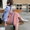 3色 ワンピース レディース オーバーオール ミモレ丈 ジャンスカ コーデュロイ おしゃれ カジュアル ニュアンスカラー 無地 ジャンパースカート 膝下 ミディ...