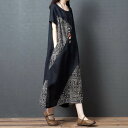 ワンピース レディース ロングワンピース Tシャツワンピース アジアン エスニック 半袖 個性的 大きいサイズ XL 2XL ミモレ丈 Aライン おしゃれ 大人...