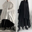 2色 トップス ロング シャツ レディース ワンピース風 長袖 襟付き ブラック 黒 ホワイト 白 秋 ボタン アシンメトリー かわいい シンプル おしゃれ お洒落 かっこいい 個性的 存在感 モノトーン コーデ ワンサイズ フリーサイズ ゆったり 無地 休日 お出かけ 韓国系 スタイ