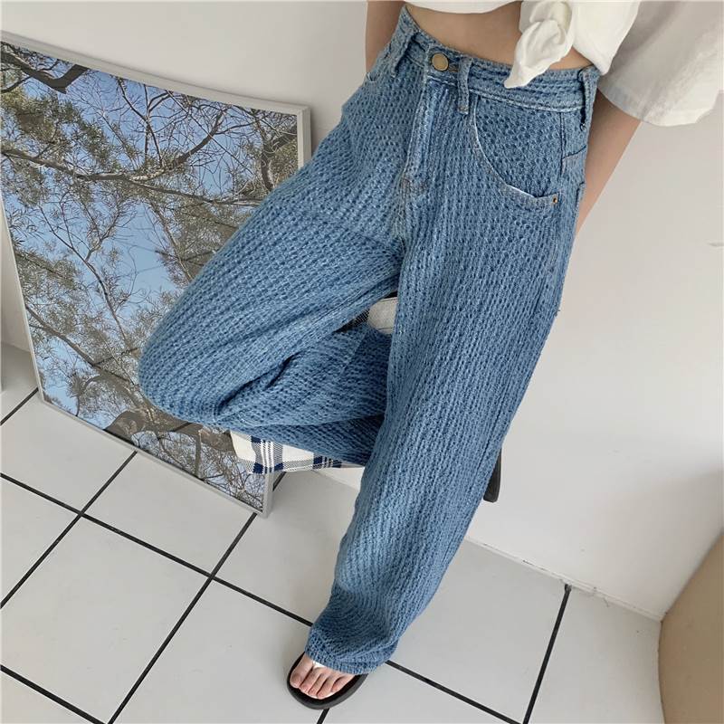 2色 パンツ Gパン デニム ジーンズ レディース ボトムス ワイド フルレングス ハイウエスト おしゃれ 編み込み風 個性的 春 秋 冬 大人 おしゃれ 可愛い 黒 ブルー かっこいい 大人女子 カジュアル お洒落 単色 ストリート 大人カラー ワイドパンツ デニムパンツ ズボン 韓国