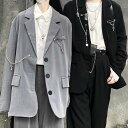セットアップ レディース スーツ パンツ 上下セット チェーン付き 3点セット グレー ブラック 無地 ボタン 個性的 かっこいい セクシー ジャケット ミドル...