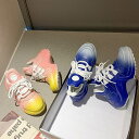 スニーカー シューズ レディース 変形 ハイカット 厚底 ピンク ブルー 靴 個性的 大人かわいい バイカラー グラデーション ユニーク クツ 脚長 美脚 イン...