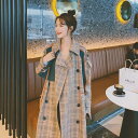 アウター コート トレンチコート ロング丈 マキシ丈 春 秋 チェック柄 ライトブラウン 茶色 マルチカラー 秋カラー 襟付き 長袖 ボタン ダブルブレスト ポ...