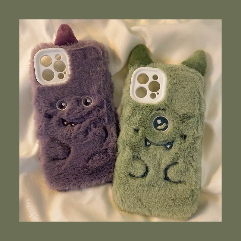 2色 スマホケース スマホカバー もこもこ モンスター 着ぐるみ風 キャラクター 可愛い おしゃれ アクセサリー 携帯ケース 携帯カバー iphone 13 iphone 13Pro iphone 13Pro MAX ケース かわいい 個性的 緑 紫 グリーン パープル 韓国系 人気 インスタ映え アイテム 小物 ト