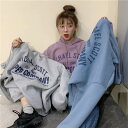 3色 トップス パーカー レディース ロング丈 ロゴ 英文字 ニュアンス 春 秋 グレー 灰色 ブルー 青 パープル 紫 プリント 長袖 フード付き 厚手 ワンサイズ フリーサイズ シンプル カジュアル ストリート系 かわいい おしゃれ ルーズ ボーイッシュ ラフ こなれ感 抜け感 大人