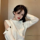 3色 トップス ニット レディース オフショルダー 白 黒 グレー ホワイト ブラック ハイネック 肩出し セクシー 長袖 おしゃれ 襟なし カジュアル 可愛い...
