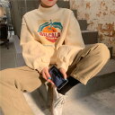 4色 トレーナー スウェット 長袖 ルーズ プリント 英字 テキスト ハイネック タートルネック トップス レディース カジュアル 韓国 ファッション 春 秋 ...