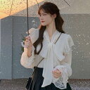 白 ブラウス シャツ レディース リボン フリル レース 透け感 シースルー 無地 大人可愛い 春 夏 トップス 女の子 キュート ラブリー 上品 長袖 袖あり ホワイト 白 コーデ 春 秋 冬 ビックリボン 個性的 目立つ ラブリー お嬢様 スタイル カワイイ おしゃれ デート お出かけ