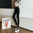 デニム パンツ レディース スリム おしゃれ 大きいサイズ S M L XL メタルボタン スキニーパンツ ブラックデニム タイト ボトムス ズボン カジュアル...