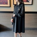 ひざ丈 ワンピース レディース 黒 無地 長袖 レース カジュアル かわいい うさぎ ウサギ モチーフ ビジュー クリスタル 大人可愛い きれいめ 個性的 ワン...