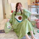 2種類 ルームウェア ワンピース パジャマ アボカド いちご イチゴ パステルカラー グリーン ピンク 長袖 春 秋 部屋着 レディース 寝巻き ナイトウェア ...