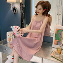 3色 ルームウェア ワンピース ナイトドレス パジャマ ネグリジェ 春 夏 かわいい レトロ ガーリー キャミソール ノースリーブ ラウンドネック ピンク イエ...