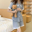 2色 パジャマ ルームウェア ショートパンツ レース シンプル 上下セット 無地 スタイリッシュ レディース 春 夏 部屋着 ラフ ナイトウエア 寝間着 ツーピ...