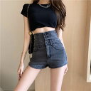 ショートパンツ デニム ショーパン ホットパンツ タイト ハイウエスト 大人可愛い レースアップ ジーパン ジーンズ デニム パンツ ズボン ボトムス ショート...