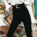 パンツ ロング丈 タイト スキニー 黒 ハイウエスト ラフ ストレッチ 伸縮 ボーイッシュ カッコイイ クール 春 夏 秋 冬 ズボン ボトムス レディース 小...