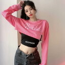 カットソー ロンT アンサンブル レイヤード キャミソール セットアップ レディース セクシー クロップ丈 ミニ丈 ヘソ出し トップス ピンク 黒 ダンス スト...