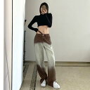 3色 パンツ デニム レディース ズボン ロング丈 フレア スリット 青 緑 茶色 グラデーション 個性的 ジーパン ジーンズ ストラップ付 フレア バイカラー ヴィンテージ加工 エイジング加工 カッコイイ セクシー ハイウエスト クール 春 秋 ズボン ボトムス タイト レトロ レデ