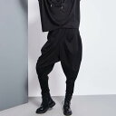 2色 サルエルパンツ レディース パンツ 黒 ロング丈 カッコイイ ルーズ 個性的 ドロップクロッチ レッド ブラック ワイド ポケット ウエストゴム M L ...