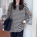 2色 トップス トレーナ- スウェット プルオーバー レディース ブラック ブルー ボーダー 縞模様 ワッペン バイアカラー フード付き 前開き トップス メンズライク ゆったり カジュアル パステル 長袖 ドロップショルダー フード付き 大人可愛い シンプル カジュアル 大人