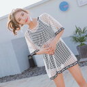 2色 タンキニ ビキニ Tシャツ 3点セット スポーティー 体型カバー 水着 かっこいい メッシュ ビキニ ショートパンツ 白 黒 ホワイト ブラック ハイウエ...