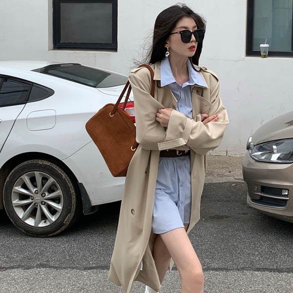 アウター コート トレンチコート ロング丈 マキシ丈 春 秋 ライトカーキ マルチカラー 秋カラー 襟付き 長袖 ボタン ダブルブレスト ポケット S M L XL カジュアル レトロ 大人カジュアル おしゃれ かわいい キュート 個性的 大人可愛い お洒落 大人女子 こなれ感 抜け感