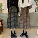 2色 ロングスカート チェック柄スカート Aライン かわいい 大人可愛い きれいめ カジュアル おしゃれ お洒落 こなれ感 ラブリー キュート フロントタック ...