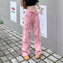 4色 カーゴパンツ ワークパンツ ワイドパンツ メンズライク パンツ ズボン 大人可愛い カジュアル おしゃれ お洒落 かっこいい レトロ ラフ ボーイッシュ キュート ストリート レディース ポケット ハイウエスト 無地 オールシーズン 10代 20代 30代 女の子 学生 通学 デート