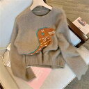 長袖ニット セーター プルオーバー クルーネック 長袖 ルーズ トップス かわいい 大人可愛い きれいめ おしゃれ お洒落 上品 キュート ラブリー ガーリー ...