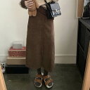 3色 スカート コーデュロイスカート レディース アンクル丈 トレンド センタースリット フロントスリット カジュアル シンプル レトロ くすみカラー 秋 冬 ...