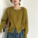 5色 トップス ニット レディース ニットトップス フード付き リブニット ジップアップ Uネック楽ちん カジュアル シンプル 10代 20代 30代 女性用 ...
