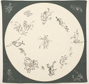 【風呂敷】ふろしき(約68cm) ≪鳥獣人物戯画 丸窓モスグリーン≫