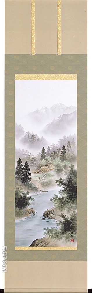 美品 掛け軸 今井玲豊作 淡青山水図 楽天市場】掛け軸 淡青山水(今井 玲豊)の通販