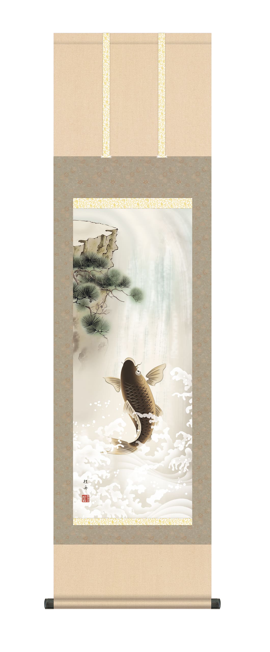 掛け軸(掛軸)【尺三】昇鯉（長江 桂舟） 出世栄達 端午の節句 【送料無料】【代引手数料無料】