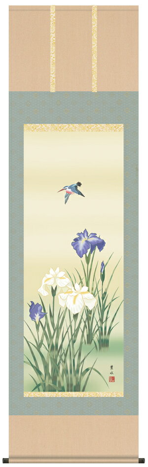 掛け軸／掛軸／かけじく【花鳥画】菖蒲（緒方 葉水）【送料無料】【代引き手数料無料】