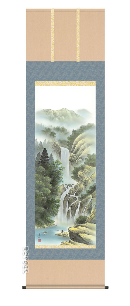 【掛け軸／掛軸／山水画】瀑布清冽（伊藤　渓山）【四季揃・夏】【送料無料】【代引手数料無料】