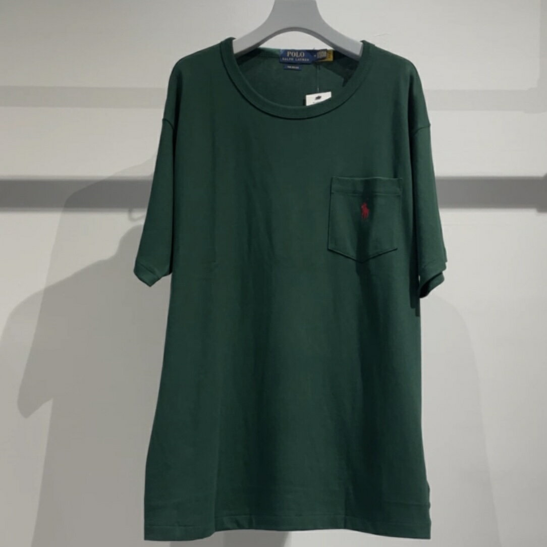 【SALE 30%off】POLO RALPH LAUREN ヘビーウェイトSS ポケットTシャツ(COLLEGE GREEN) ポロ ラルフローレン BIGシルエット BIG ユニセックス 人気アイテム