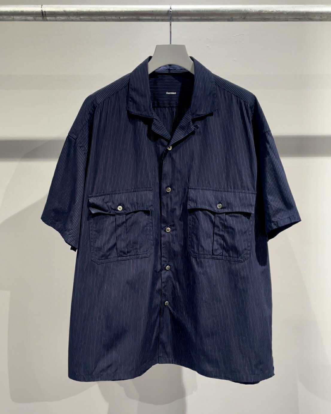 PORTER CLASSIC KEROUAC PIN STRIPE SHIRT NAVY ポータークラシック ピン ストライプ シャツ JAPAN MADE 日本製 24SS