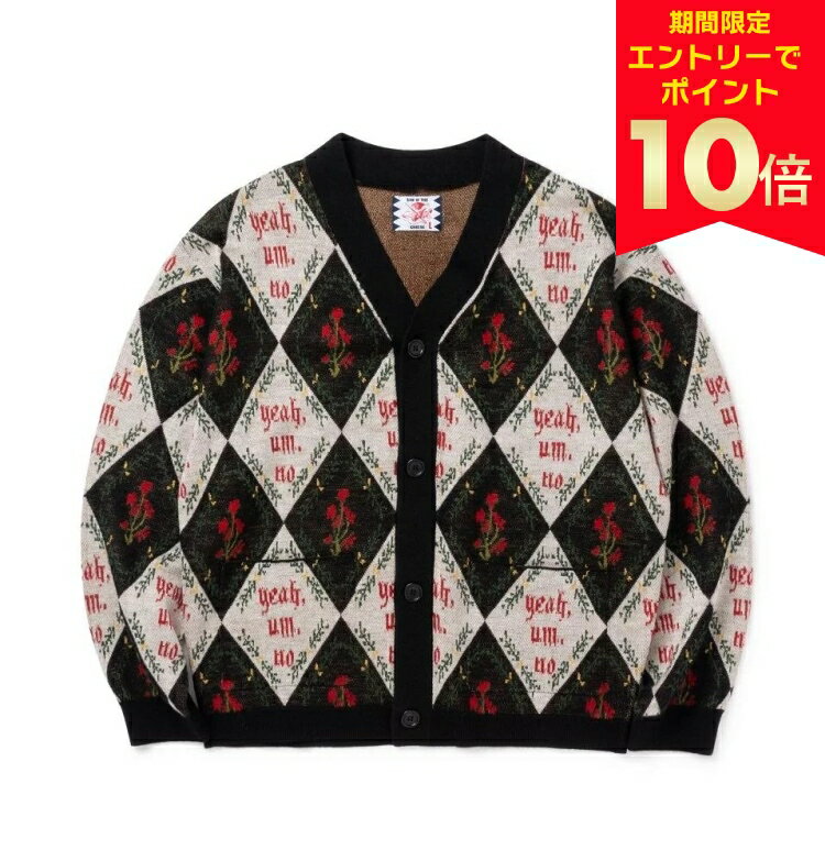 【エントリーでP10倍】SON OF THE CHEESE "Yeah um no" Knit Cardigan(BLACK) サノバチーズ ニットカーディガンのサムネイル