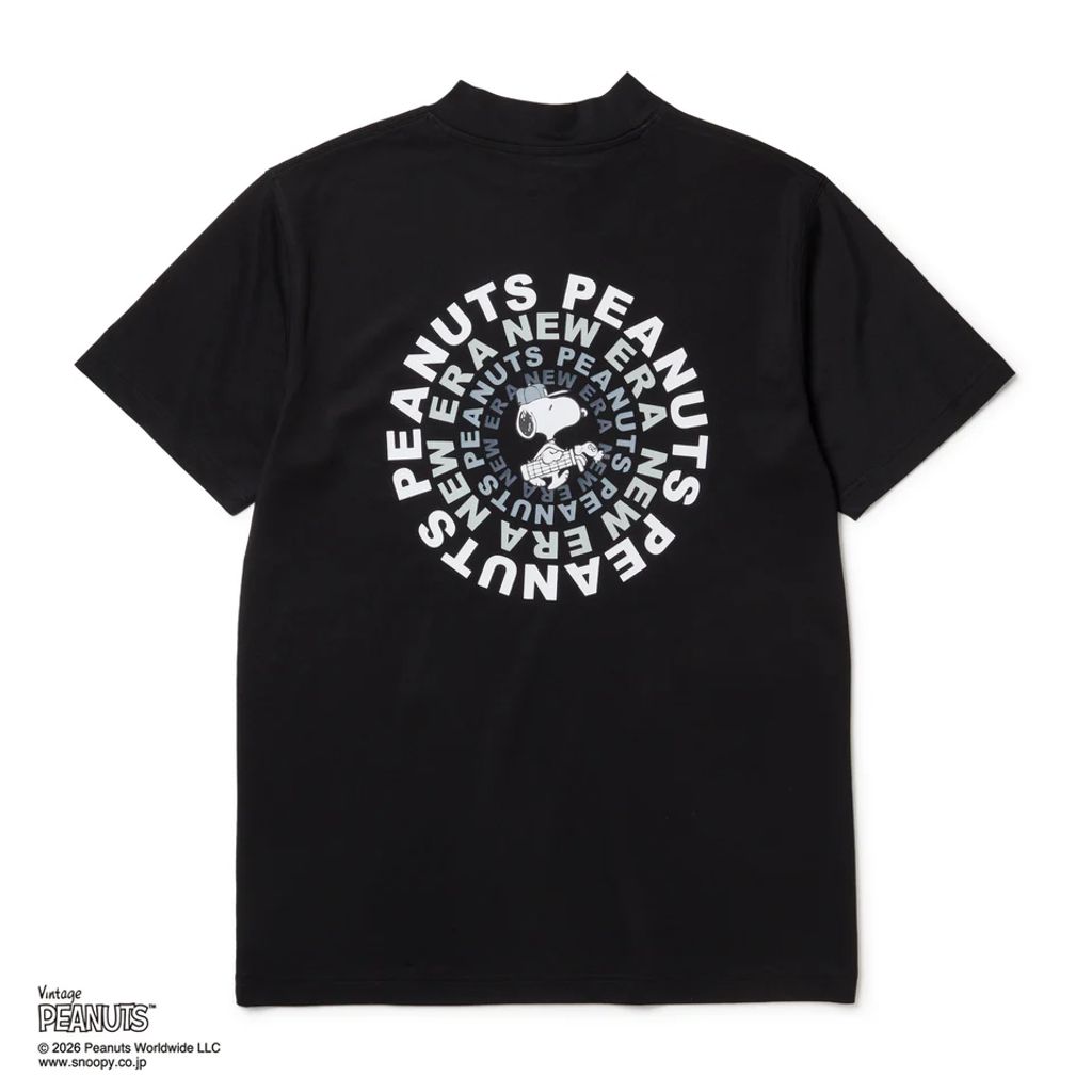 乐天商城 - NEW ERA 半袖 ミッドネック Tシャツ Vintage PEANUTS ピーナッツ GOLF Circle ロゴ ブラック