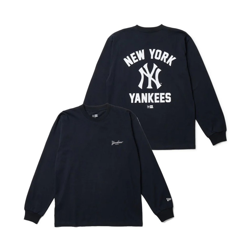 NEW ERA 長袖 コットン Tシャツ ニューヨーク・ヤンキース ネイビー レギュラーフィット