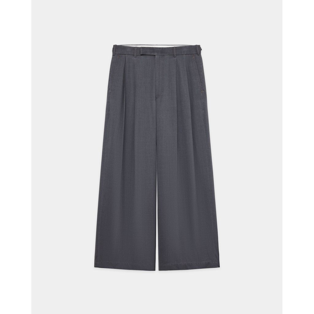 乐天商城 - marka Washable 2/72 Wool Gabardine Pigment Print Two Tuck Baggy Trousers
