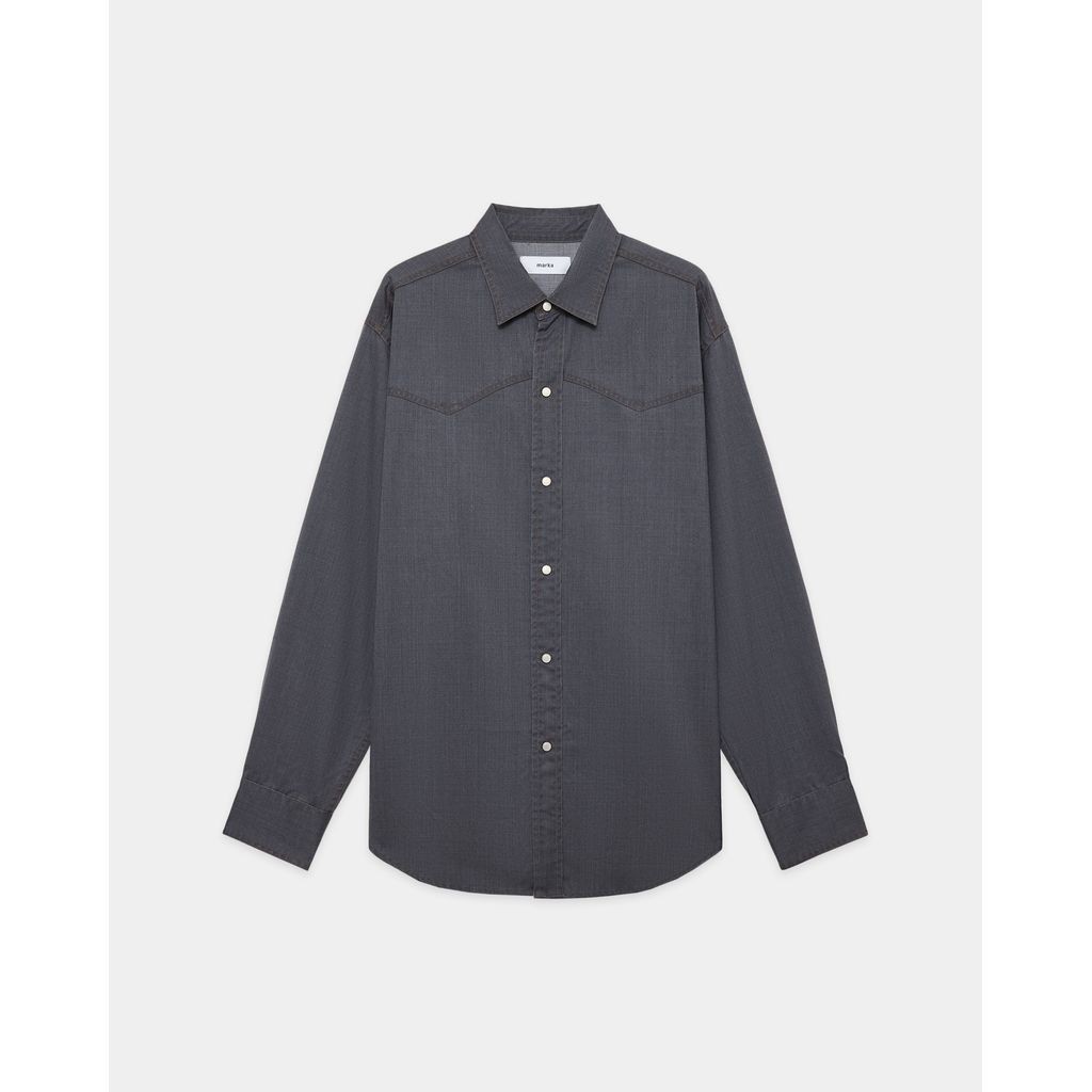 Rakuten - marka Washable 2/72 Wool Gabardine Pigment Print Western Shirt