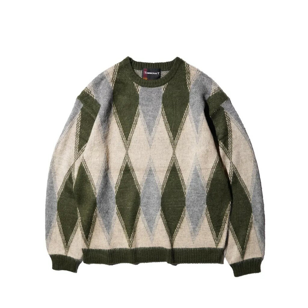 TOWNCRAFT shaggy vintage pattern crew