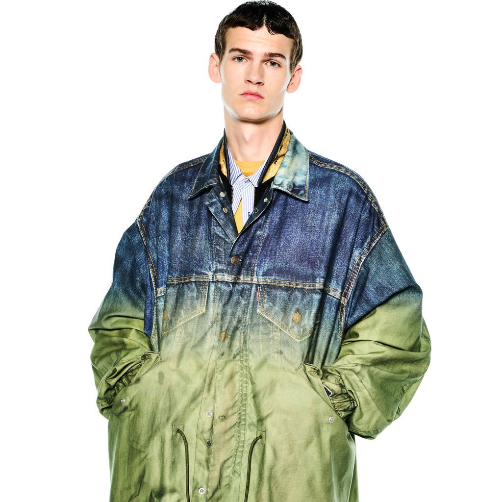 Rakuten - TOLQ Gradation Printed Denim Jacket×Mod Coat