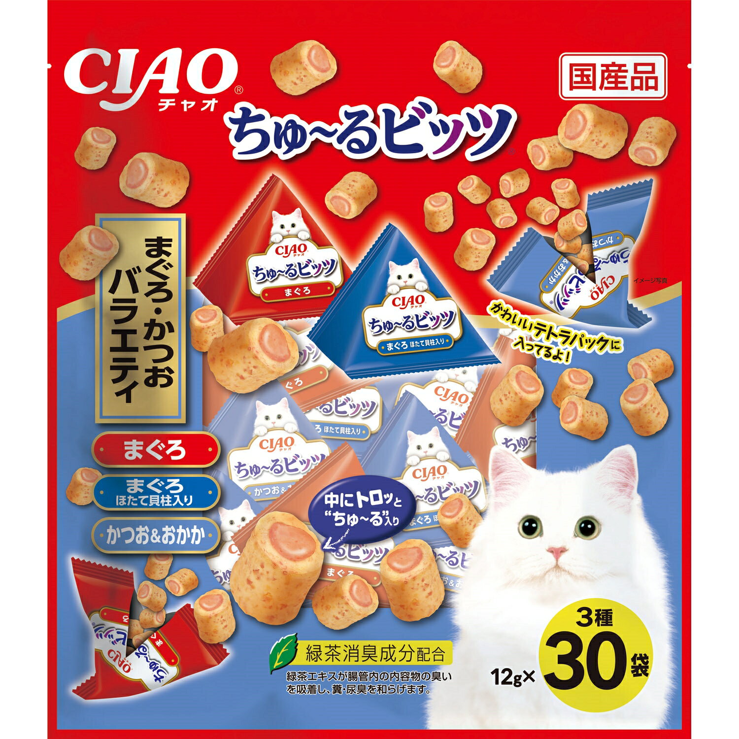 Rakuten - CIAOちゅ?るビッツまぐろ・かつおバラエティ12g×30袋 猫用おやつ 消臭効果 国産 [trmt]