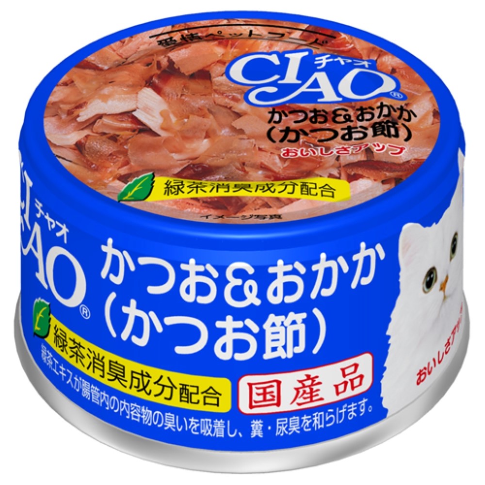 Rakuten - いなばペットフード CIAOホワイティ(かつお白身シリーズ)かつお＆おかか（かつお節）85g 猫 キャットフード かつお かつお節 国産 缶詰 緑茶消臭成分 [trmt]