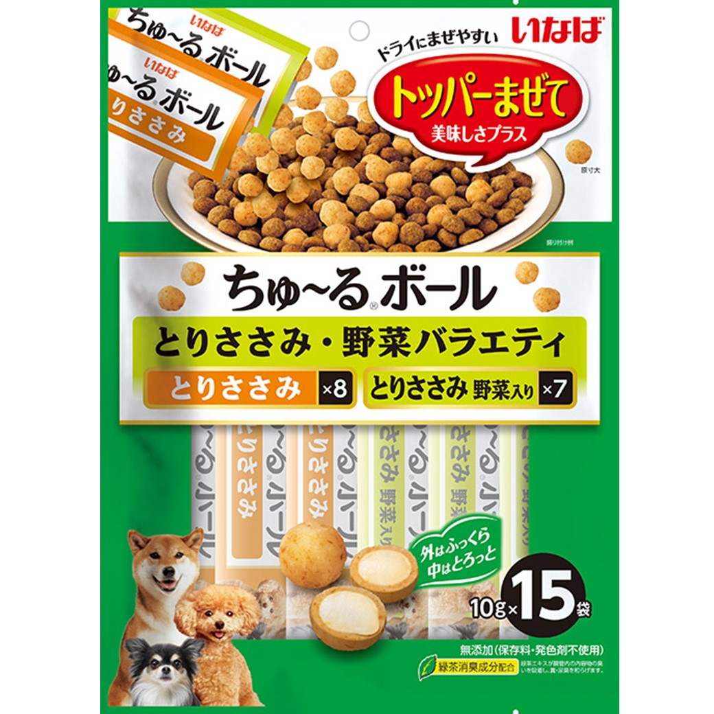 Rakuten - いなばちゅーるボールとりささみ・野菜バラエティ10g×15P [trmt]