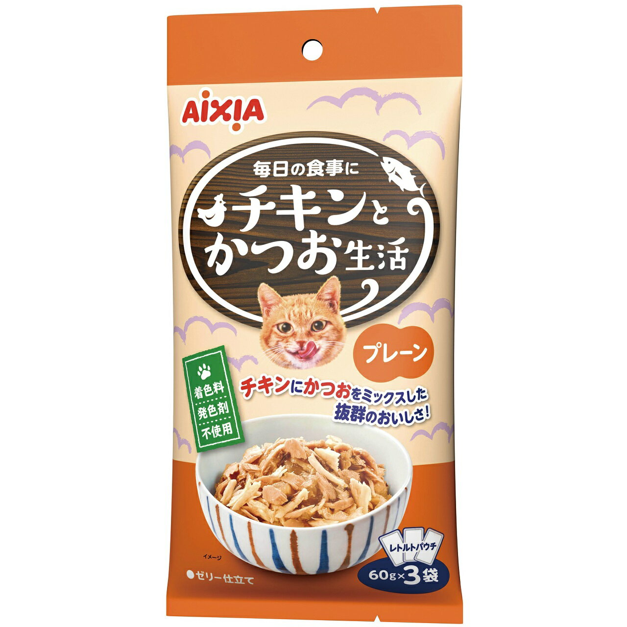 Rakuten - アイシア チキンとかつお生活プレーン180g (60g×3) 猫用 副食 鶏肉 魚介類 ウェットフード オリゴ糖 ビタミンE 小分けパック[trmt]