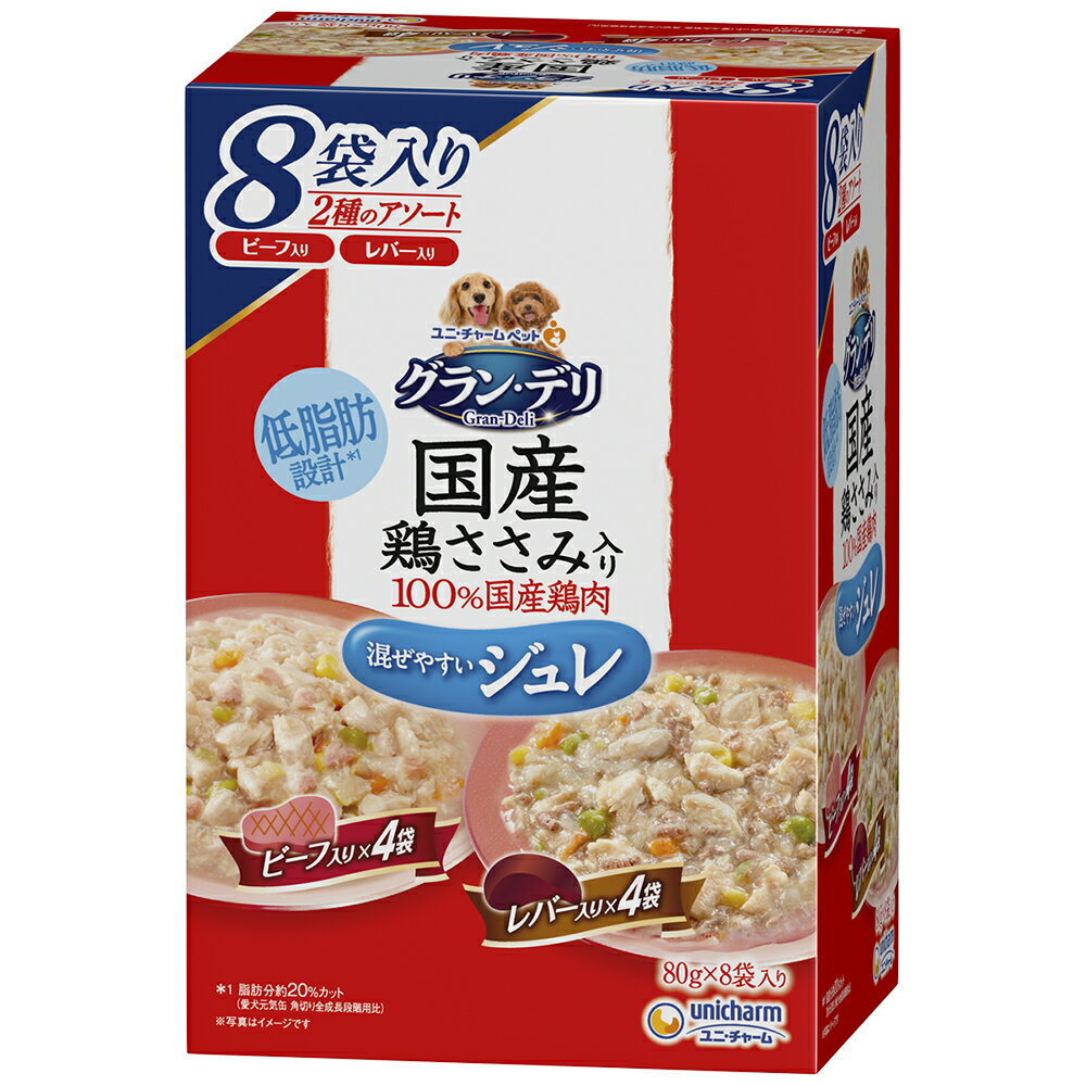 グラン・デリ国産鶏ささみパウチジュレ成犬用ビーフ&レバー80g×8袋 [trmt]