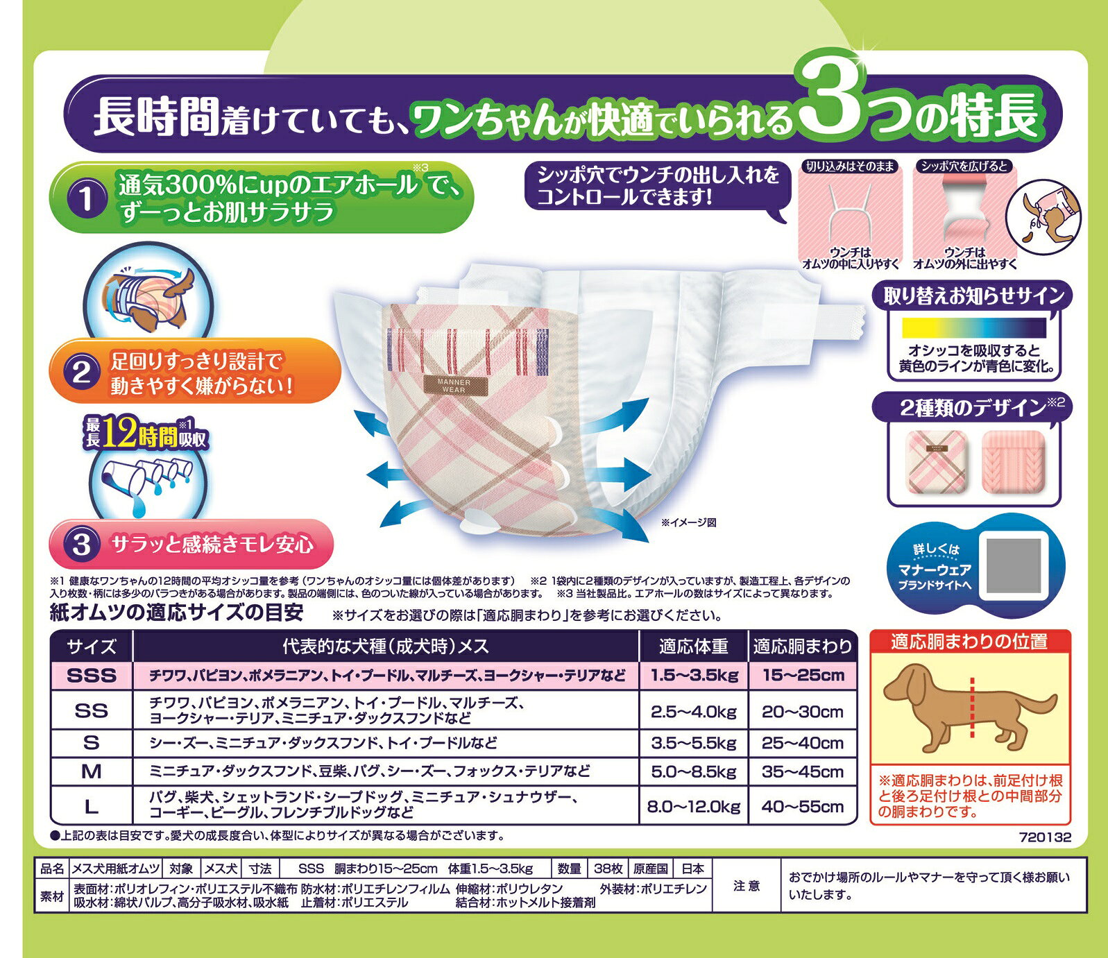 marqueeのマナーウェア長時間快適オムツ女の子用SSS38枚 [trmt]｜アングル2
